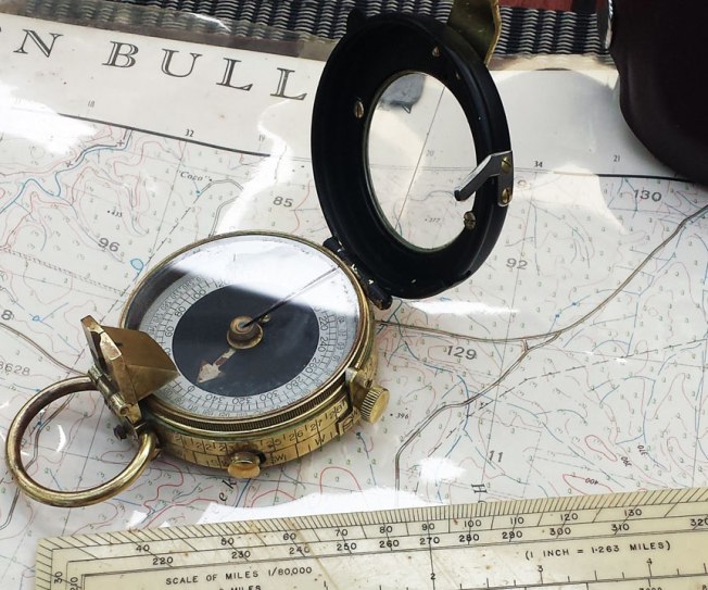 The restored Verner's Pattern Mk. VIII prismatic compass.